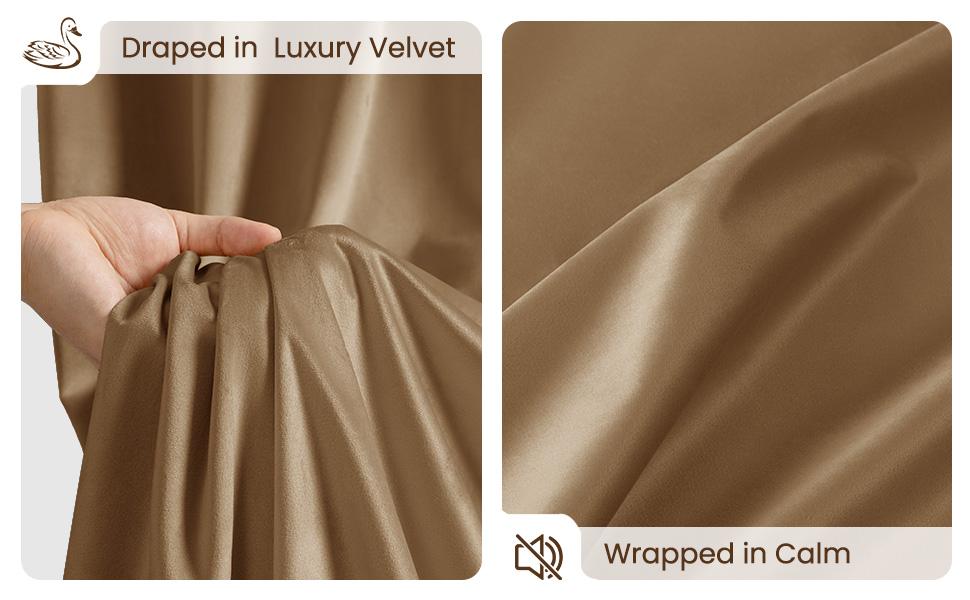 Shilucheng Velvet Blackout Curtains 2 Panels 52"W x 84"L, Thermal Insulated Room Darkening Drapes, Noise Reducing Energy Saving for Living Room Bedroom, Rod Pocket & Back Tab