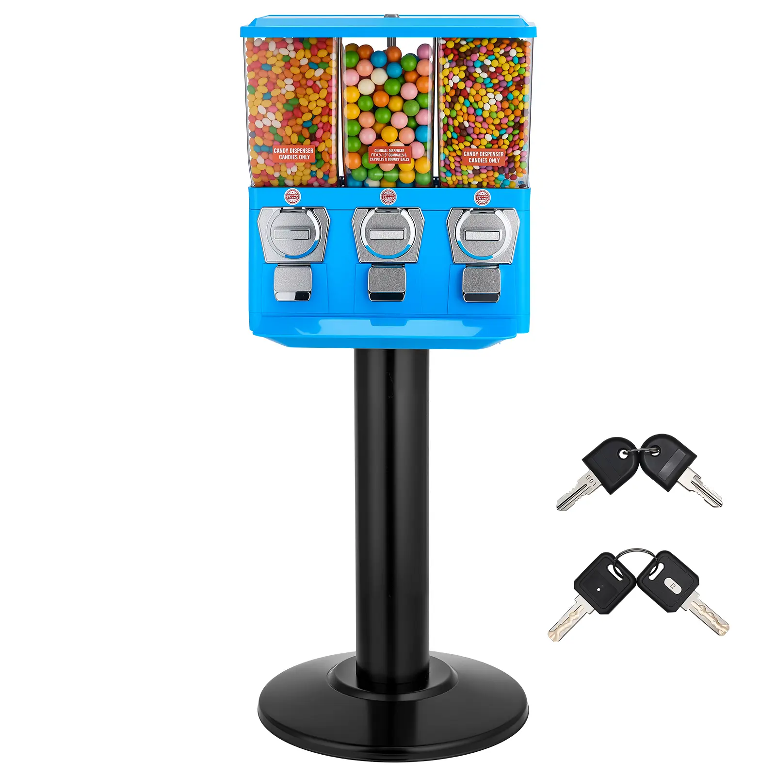 VEVOR Triple-Compartment Candy Vending Machine with Stand, Built-In Cash Box, Detachable Design, Vintage Rubber Gumball & Candy Dispenser for Store, Arcade Pretend Play Classic Novelty Toy