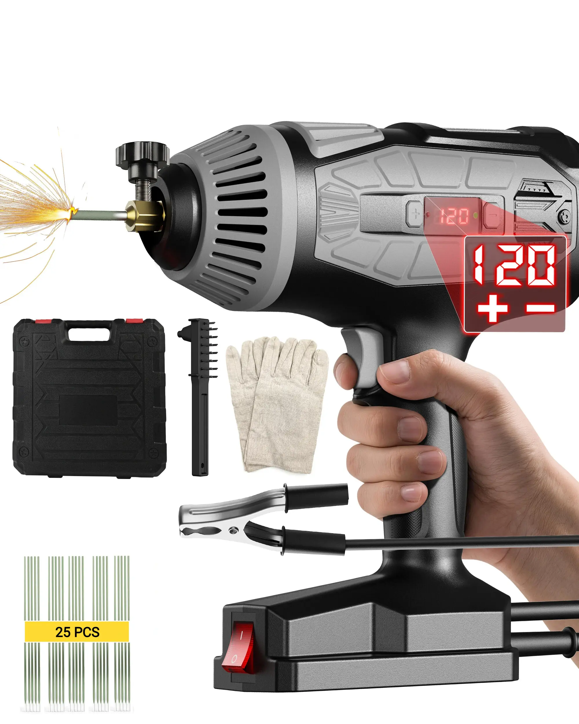 FIRMOAK New Version Portable Electric ARC Welding Machine - 110V Handheld IGBT Inverter Welder, 5 Variable Current Adjustment, 3/32" Wire Rod Compatible, Complete Tools Kit for Home & Auto Repair, Tools and Gadgets