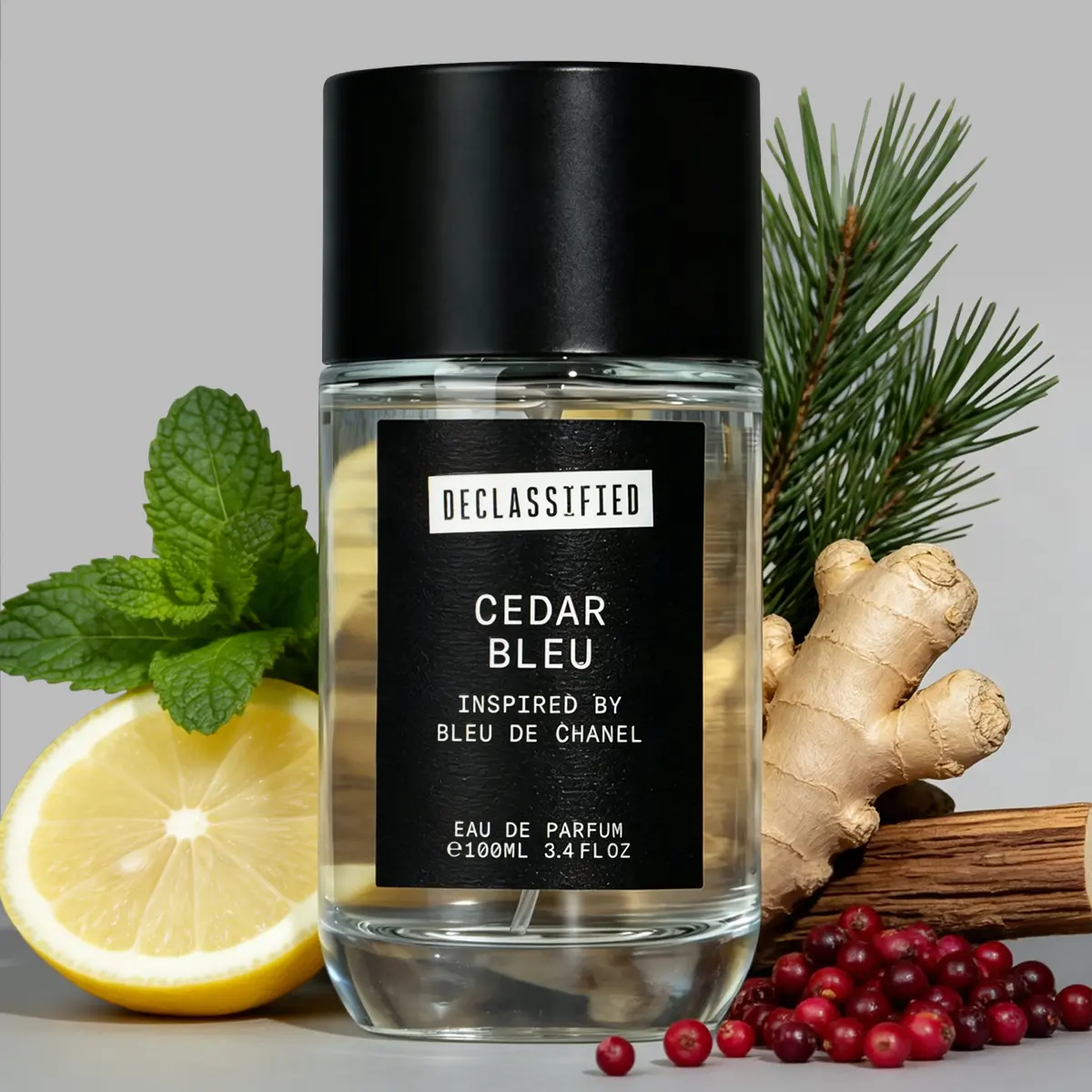Declassified Cedar Bleu | Limitless Application | Fresh Woody Perfume | Lemon, Cedarwood, Ginger, Vetiver & Sandalwood  | 100ml Men Eau de Parfum