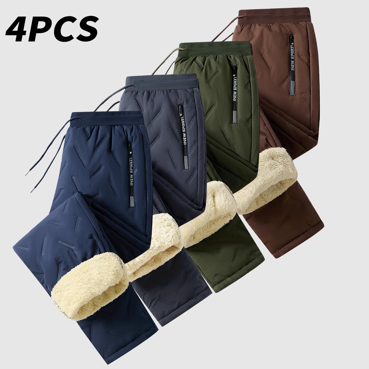 Men’s Warm Thermal Winter Snow Pants Ideal for Workouts & Outdoor Activities Machine Sweatpants Men Perfect for Extreme Cold Weather Layered Solid Color Design Regular Fit Menswear Top Stylish Trousers Men’s Casual Plain drawstring waistband