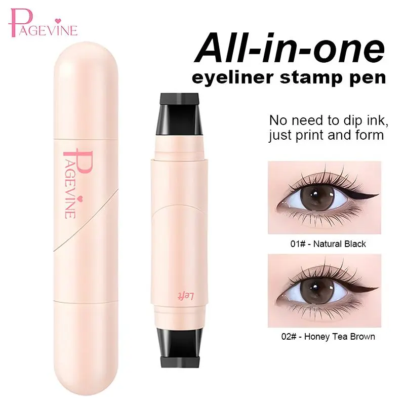 Dual-Ended Rotating Eyeliner Stamp Pen, 1 Count - Cosmetic Eye Makeup Supply for Flawless Bold Wing Eyeliner, Waterproof, Quick-Dry, Smudge-Proof, Long-Lasting for Easy Cat-Eye Application, Eye Makeup Supplies