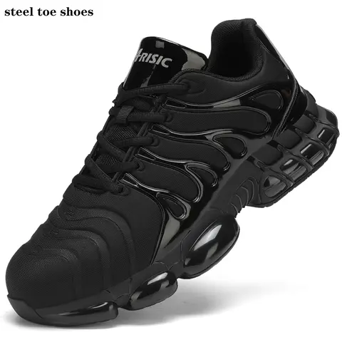 ARISIC Unisex Steel Toe Work Footwear - Lightweight Breathable Mesh Fabric Upper, Air Cushioning, Puncture-Proof Composite Round Toe, Non-Slip Athletic Sneakers, All Seasons Minimalist Walking Shoes for Workers with Kevlar Midsole