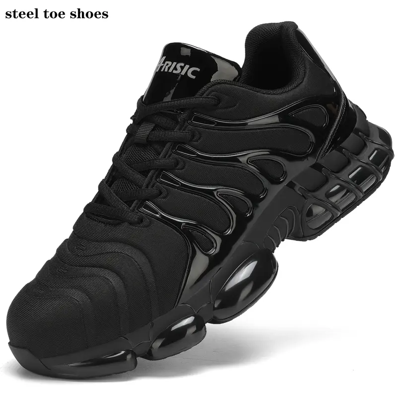 ARISIC Unisex Steel Toe Work Footwear - Lightweight Breathable Mesh Fabric Upper, Air Cushioning, Puncture-Proof Composite Round Toe, Non-Slip Athletic Sneakers, All Seasons Minimalist Walking Shoes for Workers with Kevlar Midsole