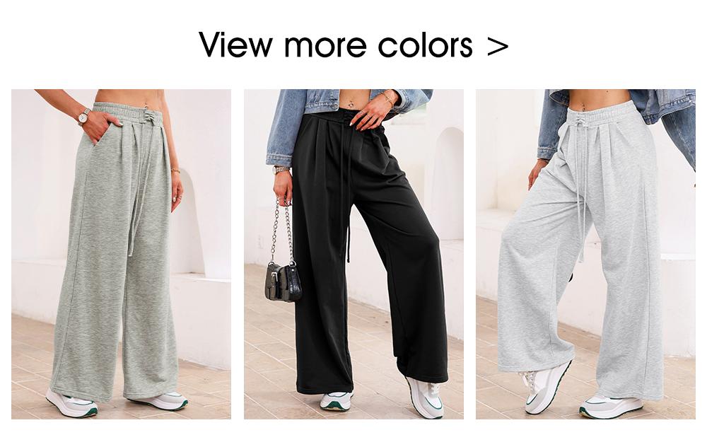 Aleumdr Wide Leg Sweatpants for Women 2026 Trendy Fashion High Waist Drawstring Loose Long Pants with Pockets Elastic Casual Womenswear Sport Athleisure Activewear Bottoms