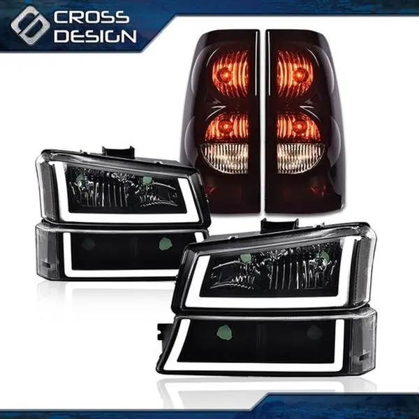CROSSDESIGN Black LED DRL Headlights, Signal Bumper Lamp & Tail Lights - Automotive LED Lights, Vehicle-Specific Fit Factory Replacement Auto Parts, Direct Bolt-On Fitment for 03-07 Silverado, Led Driving Light