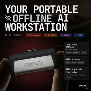Docket Mini Portable Offline AI Workstation 64GB USB Drive with 12 Pre-loaded Models for macOS Windows Linux