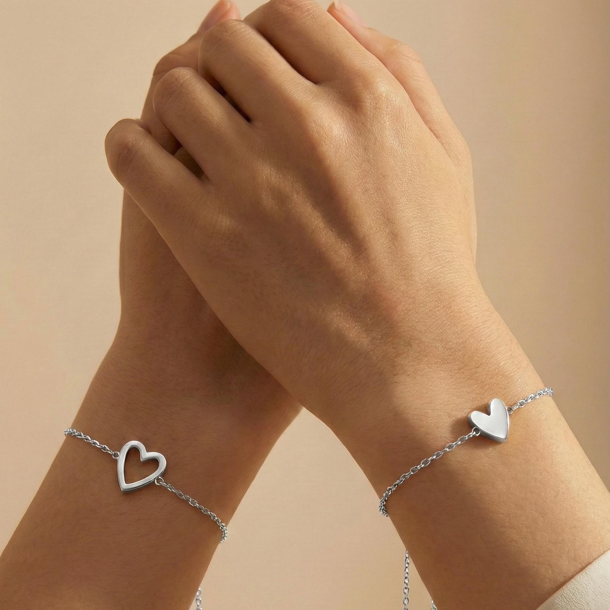 Bestfriends bracelet set Mama Daughter Heart Bracelet Set Matching Best Friends Gift Adjustable Family Jewelry Bonding Gift