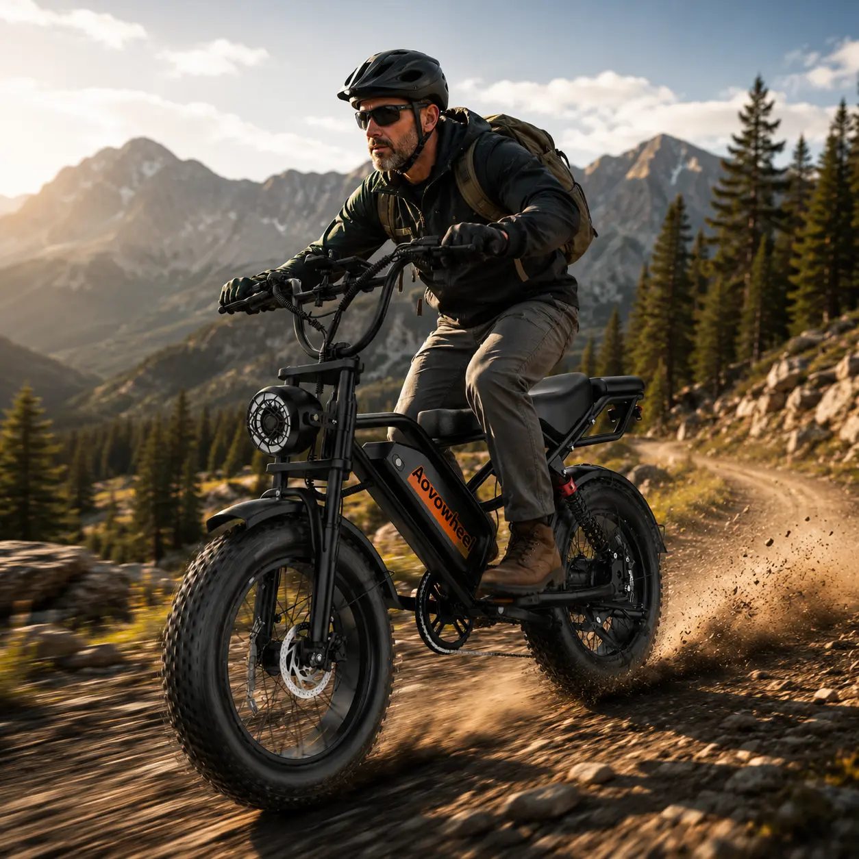 1000W Adventure Electric Bike for Adults, 20" Fat Tire E-Bike for Snow, Trails & Mountain Riding, Dual Suspension, Removable Battery, 2-Seater, LED Headlights, UL Certified, APP Control, Trails & Mountain Riding E Bike