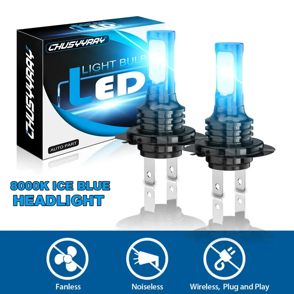 Car Stuff H7 LED Headlight Bulb Kit High Low Beam Super Bright 8000K Ice Blue Led Headlamps Bulbs