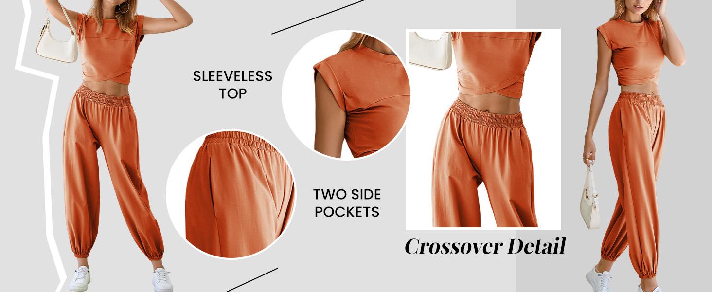 WoodBerry Women's Two-Piece Lounge Sets Workout Cropped Top Tee High Rise Sweatpants Outfits Casual Sweatsuits Suit Athletic Tracksuits With Pockets WoodBerry Women's Two-Piece Lounge Sets Workout Cropped Top Tee High Rise Sweatpants Outfits Casual Sweatsuits Suit Athletic Tracksuits With Pockets