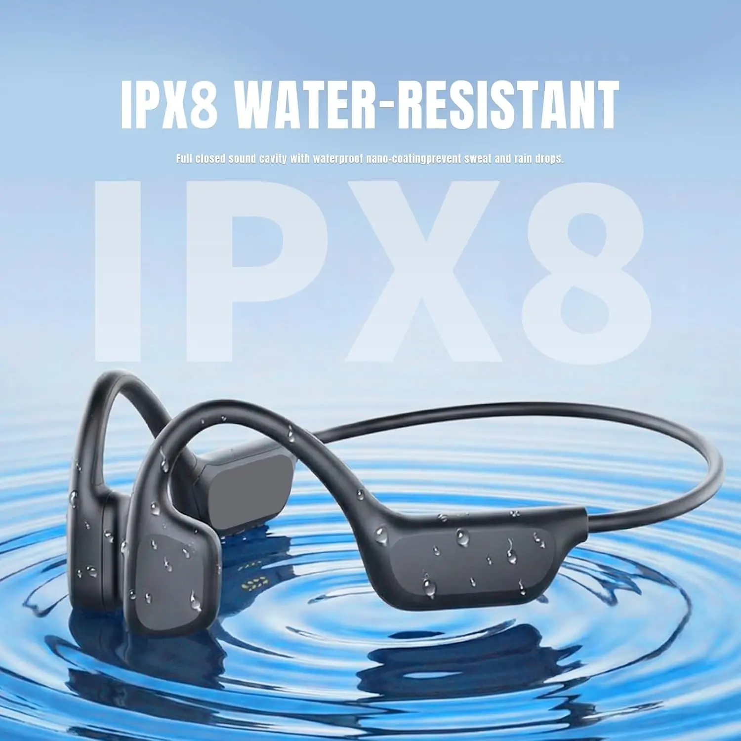 Underwater Bone Conduction Earbuds, Sport Earphone, Water Resistant Earphones, IPX8 Deep Waterproof Grade, Bluetooth 6.0 Wireless Connection, 32GB Local Music Storage MP3 Headset, Wearable Sports Headphones for Water Sports & Daily Workout