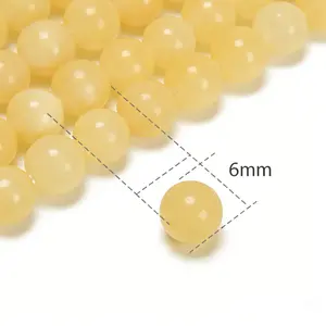 Natural Yellow Jade Smooth Round Beads Size 6mm 8mm 10mm 15.5'' Strand