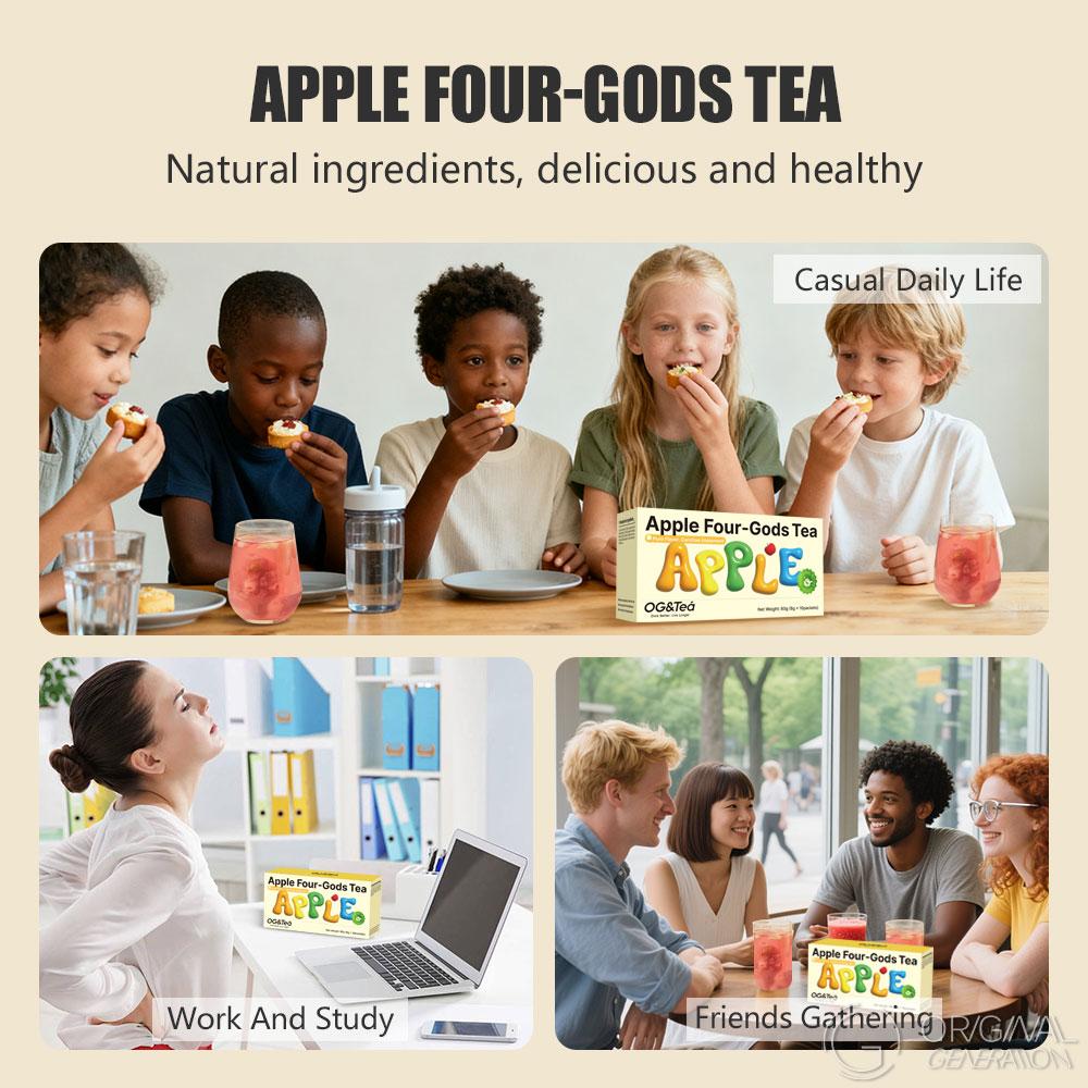 BOGO Immune Boost Tea 2 Cartons Apple Tea 160g (1 Carton 8g x 10 packs)x2 Caffeine Free With Forest Thermos With Lotus Seed, Pear, Apple, Rose, Chinese Yam, Poria Cocos, Gorgon Fruit, Dragon Fruit, Hawthorn