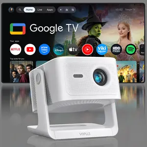 【Google TV Smart Projector 】4K Smart Projector with WiFi and Bluetooth, VOPLLS 800 ANSI Outdoor Projector with Dolby/Auto Focus, Portable Movie Phone Gaming Wifi Projector for Bedroom/Home