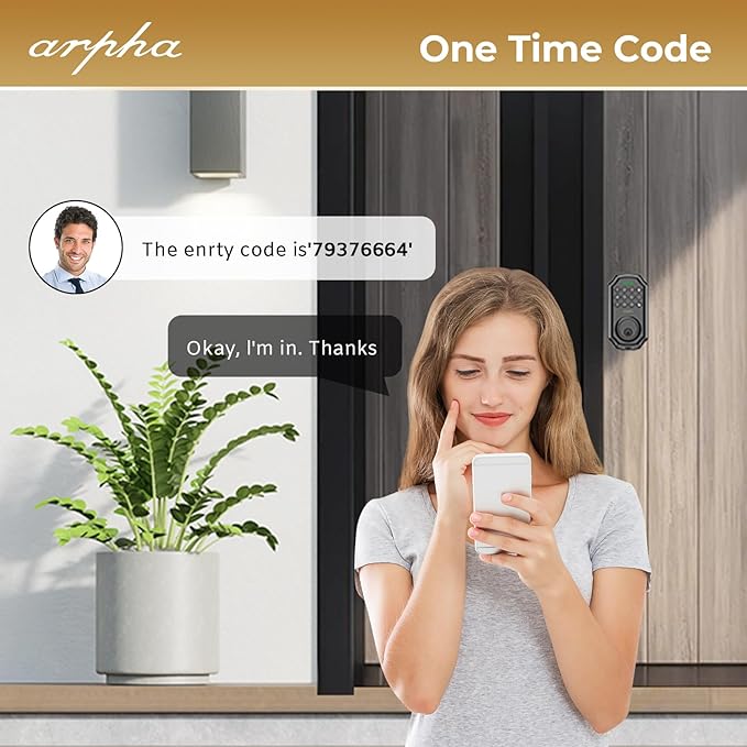 ARPHA D180 Keyless Door Lock with 50/100 Codes, Smart Lock with Anti Peeping Password, Keypad Deadbolt One Touch Locking, Auto Lock, Easy Install.Multiple styles to choose from, APP version&no APP version; With door handle&without door handle