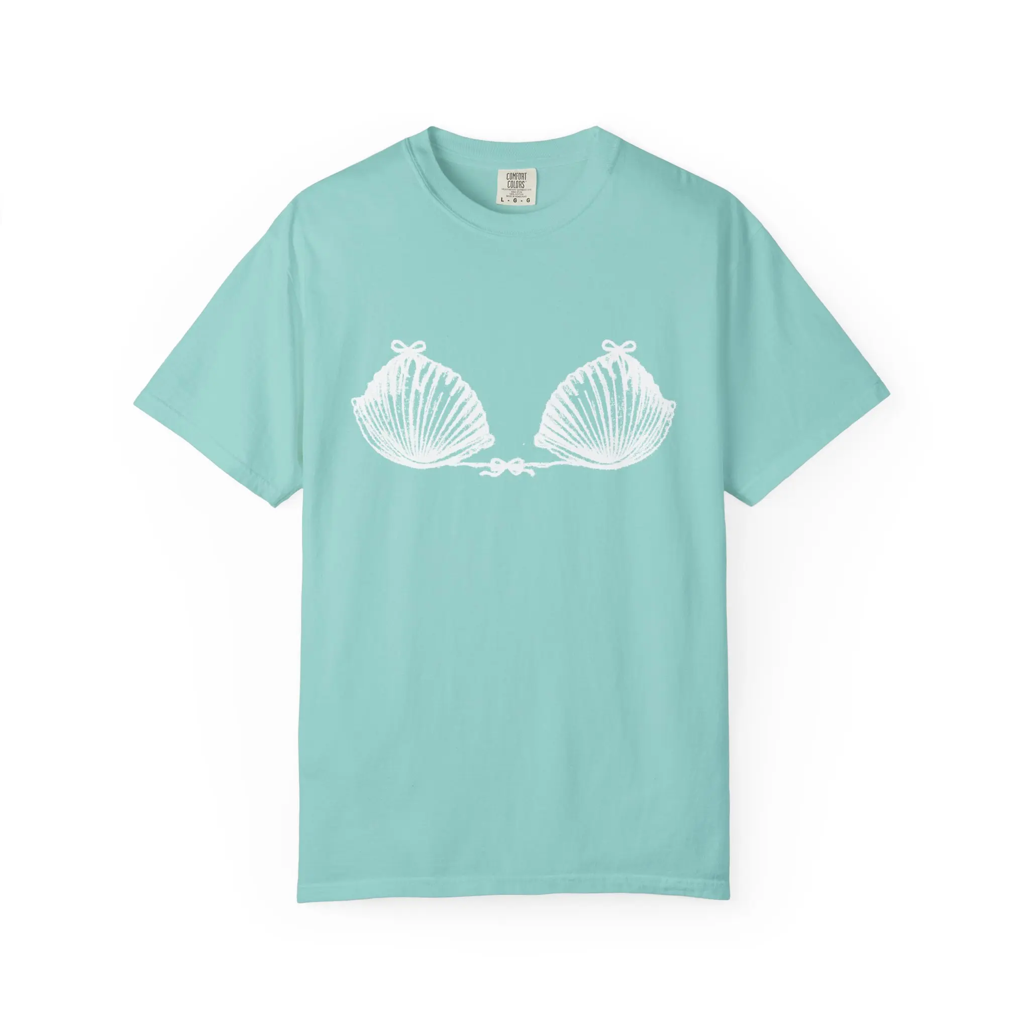 Comfort Colors Women's Short-Sleeve Seashell Graphic T-Shirt, Garment-Dyed Round Neck, Relaxed Fit for Beach Days & Coffee Runs, Tshirt