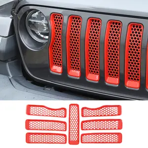 For 2018+ Jeep Wrangler JL/Gladiator JT Front Grill Insert Mesh Cover Trims Decor