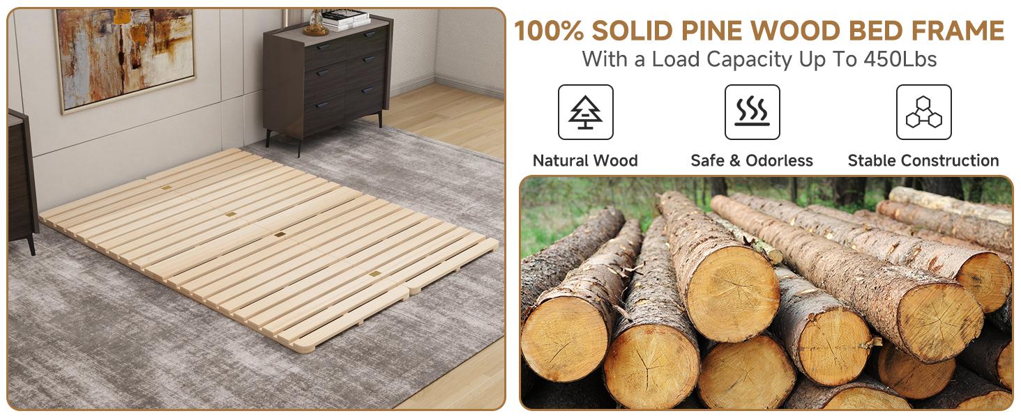 【SummerWins】Lilypelle Foldable Solid Pine Wood Tatami Bed Frame, Japanese Tatami Bed Frame Slatted Bed, Beds Plate for Japanese Floor Futon Mattress, Guest Tatami Mat Floor Sleep Bedding 【SummerWins】Lilypelle Foldable Solid Pine Wood Tatami Bed Frame, Japanese Tatami Bed Frame Slatted Bed, Beds Plate for Japanese Floor Futon Mattress, Guest Tatami Mat Floor Sleep Bedding