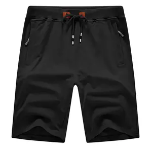 Men's Zippered Pocket Athletic Shorts, Men's Pure Cotton Drawstring Summer Shorts, Casual Beach Travel Vacation Athletic Shorts