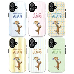 Compatible With iPhone 17 ProMax Curious George Phone Case Collection – Love Like Jesus Christian Phone Cover with Cute Monkey Design – For iPhone 16 15 14 13 12 11 X, – Religious Gift for Kids & Adults