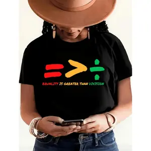 Womens Black History Month Graphic T Shirt Casual Short Sleeve Crew Neck Top Soft Polyester Blend Spring Summer Essential Statement Tee SpringStatements