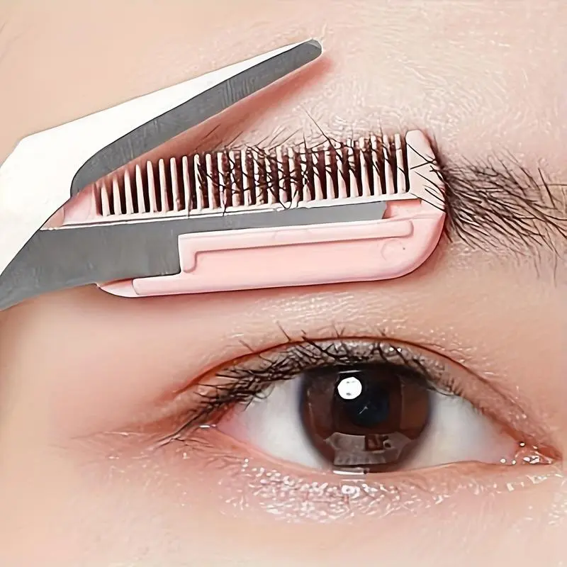 Eyebrow Styling Kit for Beginners, 3-Piece Stainless Steel Cosmetic Grooming Tools with Eyebrow Razor, Scissors with Comb, and Tweezers for Men and Women, Eyebrow Shaping Kit, Brow Shaper