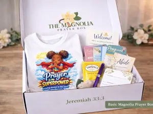 Basic Magnolia Prayer Box | Christian Prayer Box with T-Shirt | Prayer Cards & Daily Devotional | Faith-Based Gift