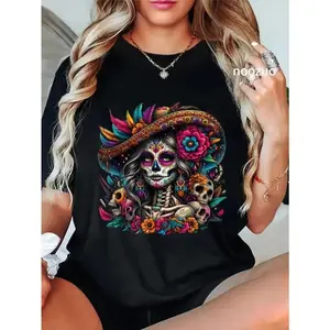 Unisex Day of The Dead Sugar Skull T Shirt Featuring La De Los Muertos Catrina Design Perfect Casual Wear