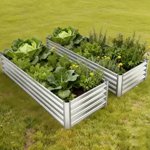 Galvanized Raised Garden Beds, 2 Pack 6x1.5x1 ft Outdoor Metal Planter Boxes for Vegetables, Flowers and Herbs