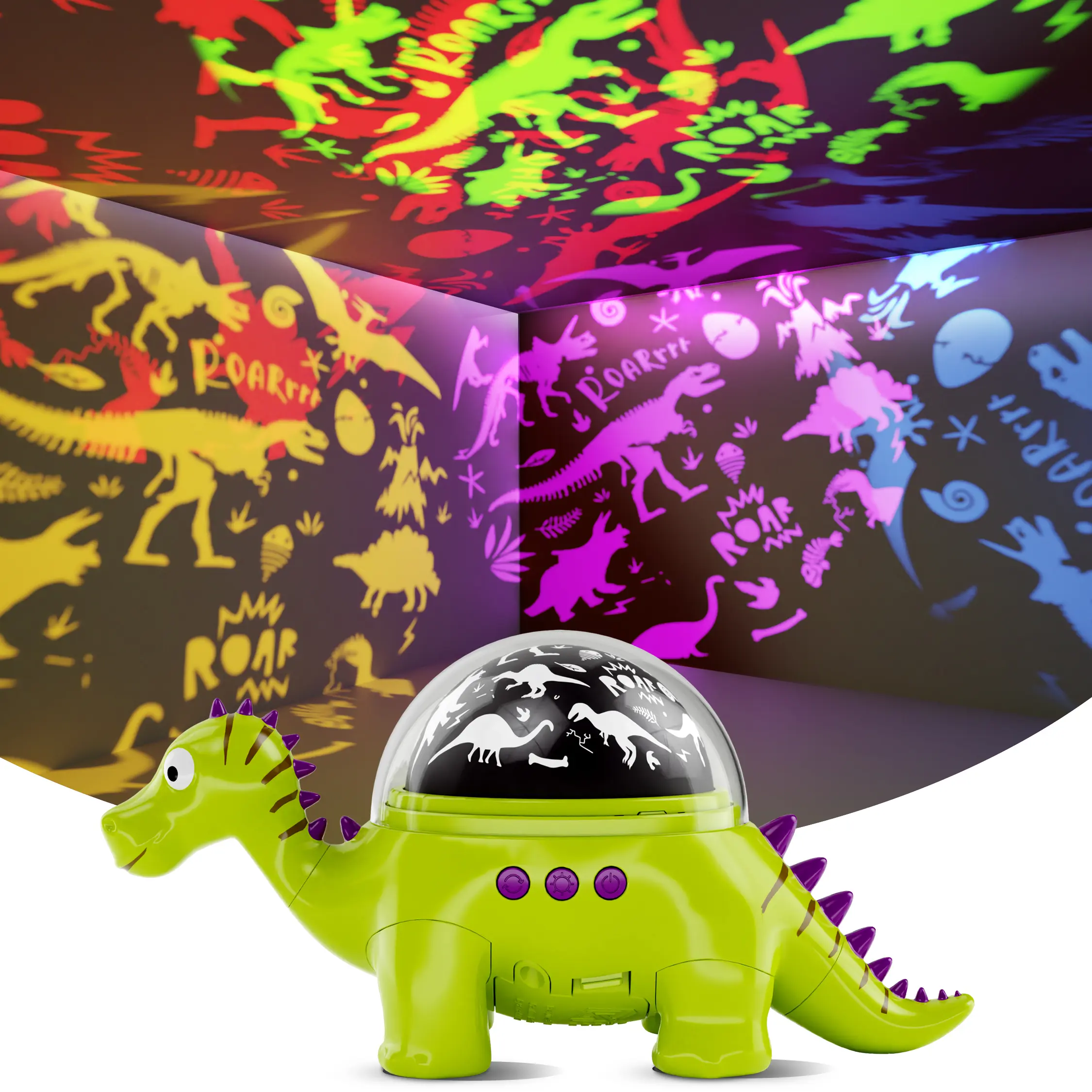 Rotating Dinosaur projector bedroom Night Light Color‑Changing  – Rotating Dinosaur Ceiling Lamp