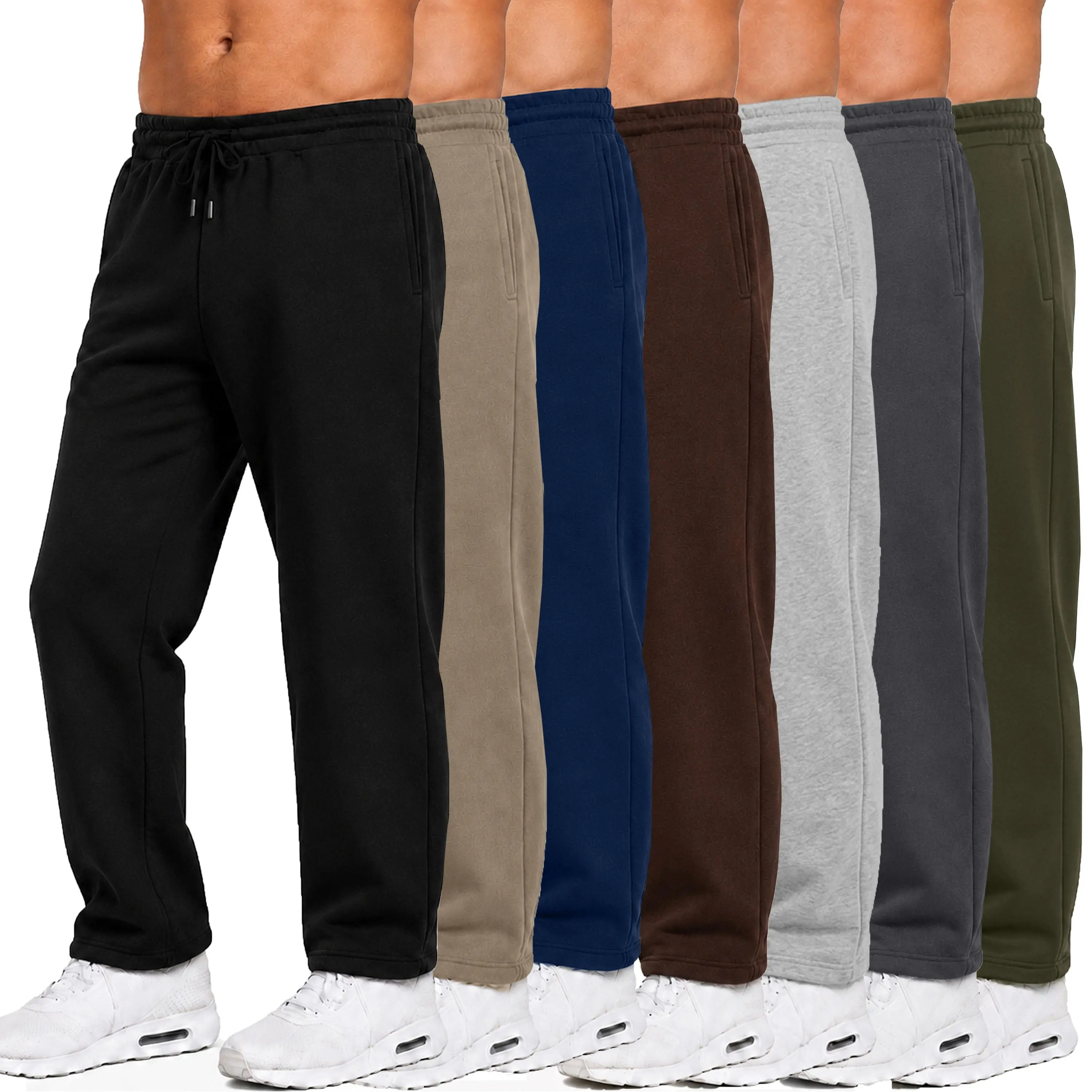3-Pack Men's Classic & Cargo Heavyweight Fleece Sweatpants with Open Bottom (S-3XL)