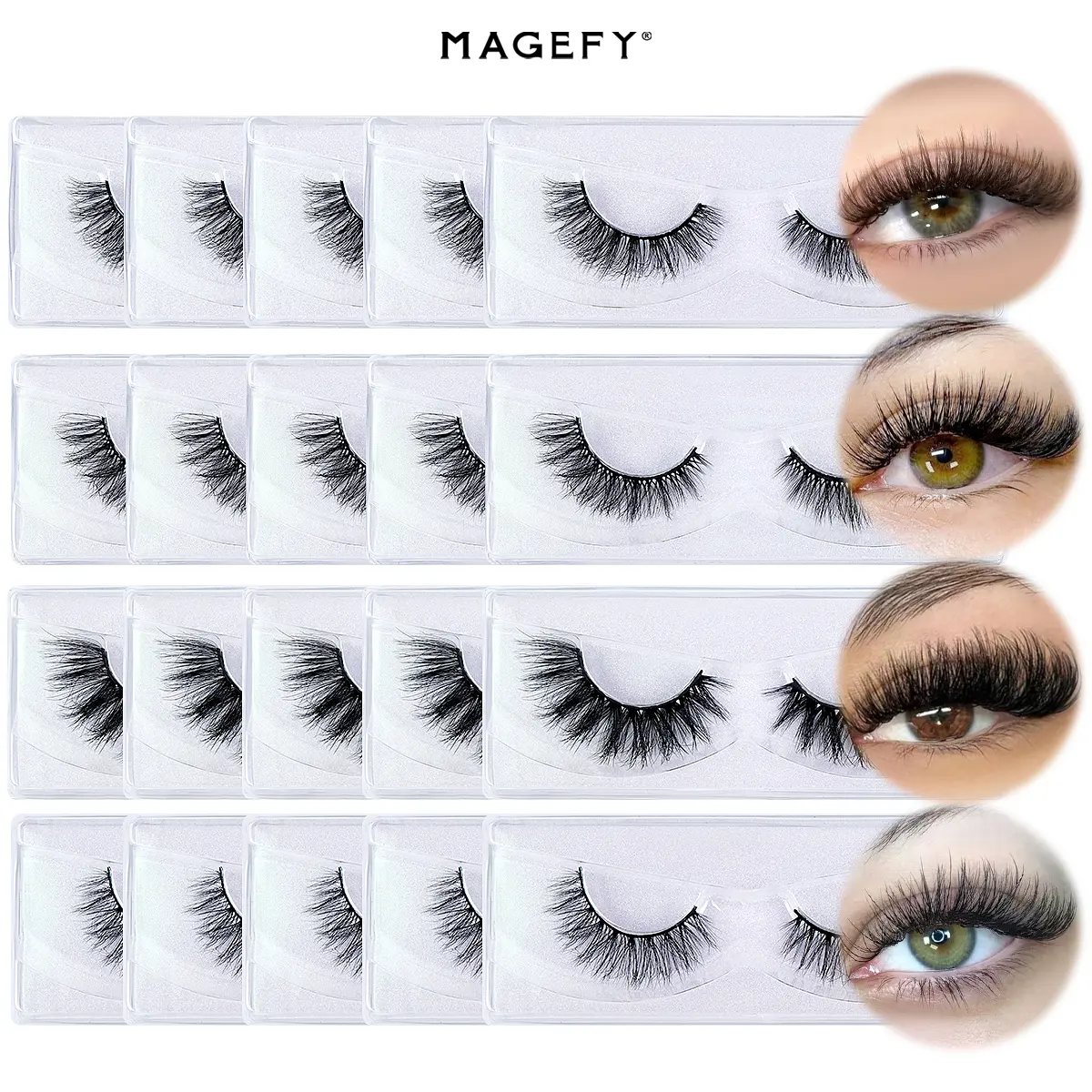 MAGEFY 20 Pairs 3D Thick False Eyelashes, Mixed Styles Wispy Volume Lashes, Natural & Dramatic Look, Manga Wet Look Cartoon Lashes, Soft Lightweight Faux Mink Strip Lashes, Makeup Eyelashes Set#DealsForYouDays#SummerWins