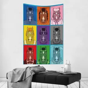 BoJack Sitcom Horseman Tapestry - Vibrant 60x40 Inch Wall Hanging Art with Unique Fashion Portraits, Bright Colors, Perfect for Bedroom Decor & Home Accents, Indoor Backdrop|   Playful Colorful