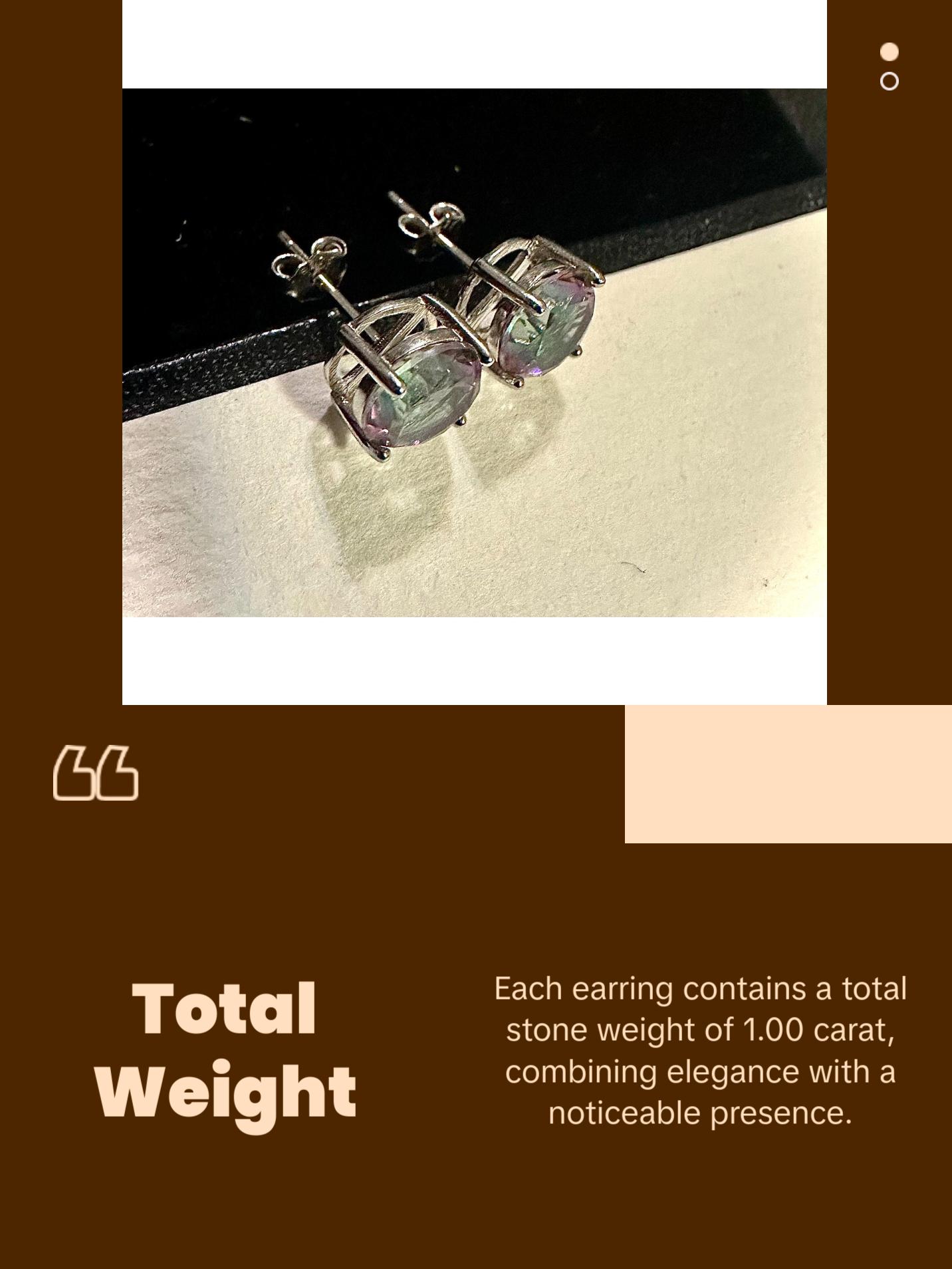 925 Sterling Silver Rainbow Mystic Topaz Stud Earrings for Women 6MM Birthstone Gift