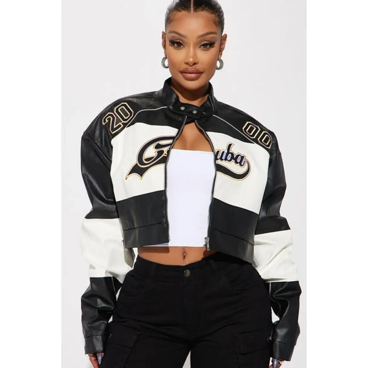 Cuba Chick Racing Jacket - Black/White Y