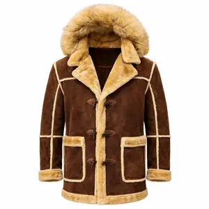 3/4 Length Faux Shearling Coat – Brown -Jordan Craig