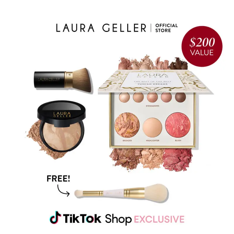 Laura Geller Tuscan Dreams Baked Starter Kit - Powder Foundation, Blush, Highlighter, Eyeshadows, & Kabuki Brush