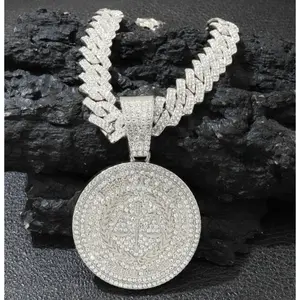 Libra Pendant Necklace, Alloy Rhinestone Hip Hop Cuban Chain, American Street Style Jewelry, Unisex Christmas and Birthday Gift, Durable Rap Accessory, Suitable for Parties and Music Festivals