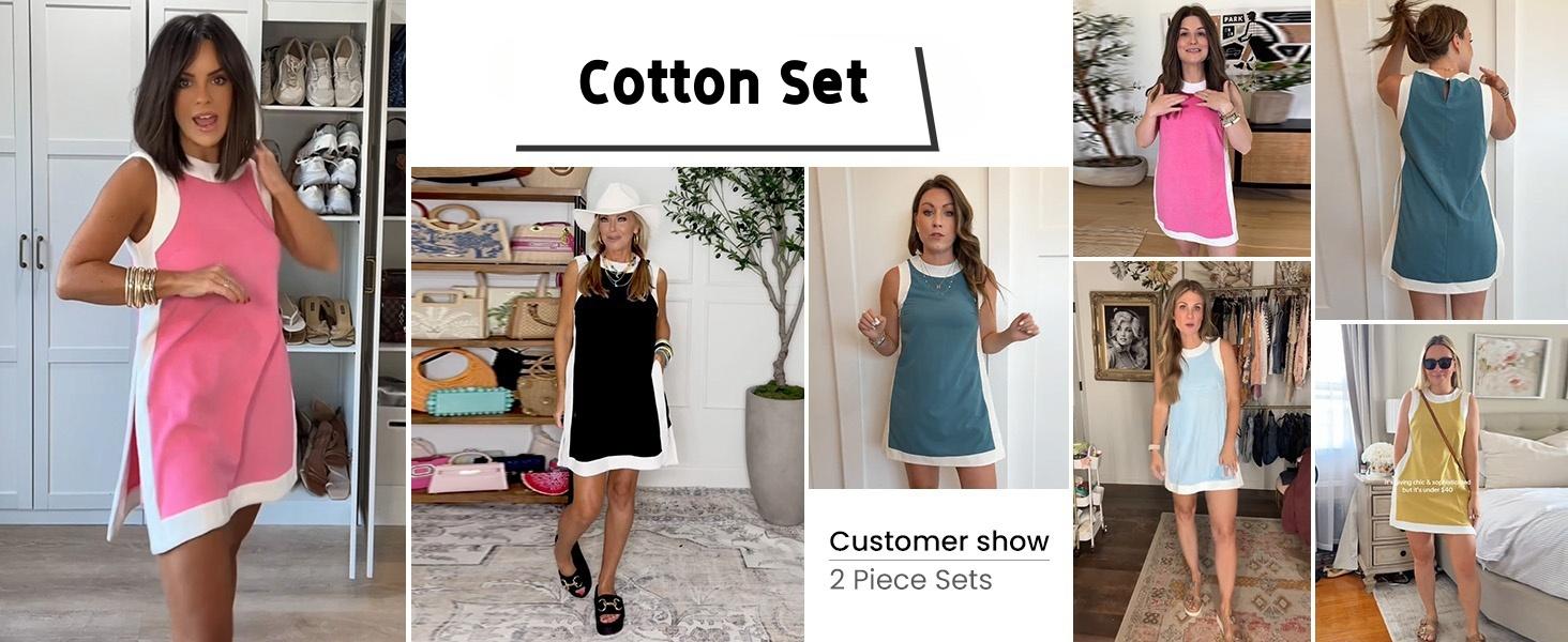 2026 Women's 2 Piece Sets Casual Color Block Crewneck Short Sleeve Pullover Tops Matching Shorts with Pockets Lightweight Activewear..