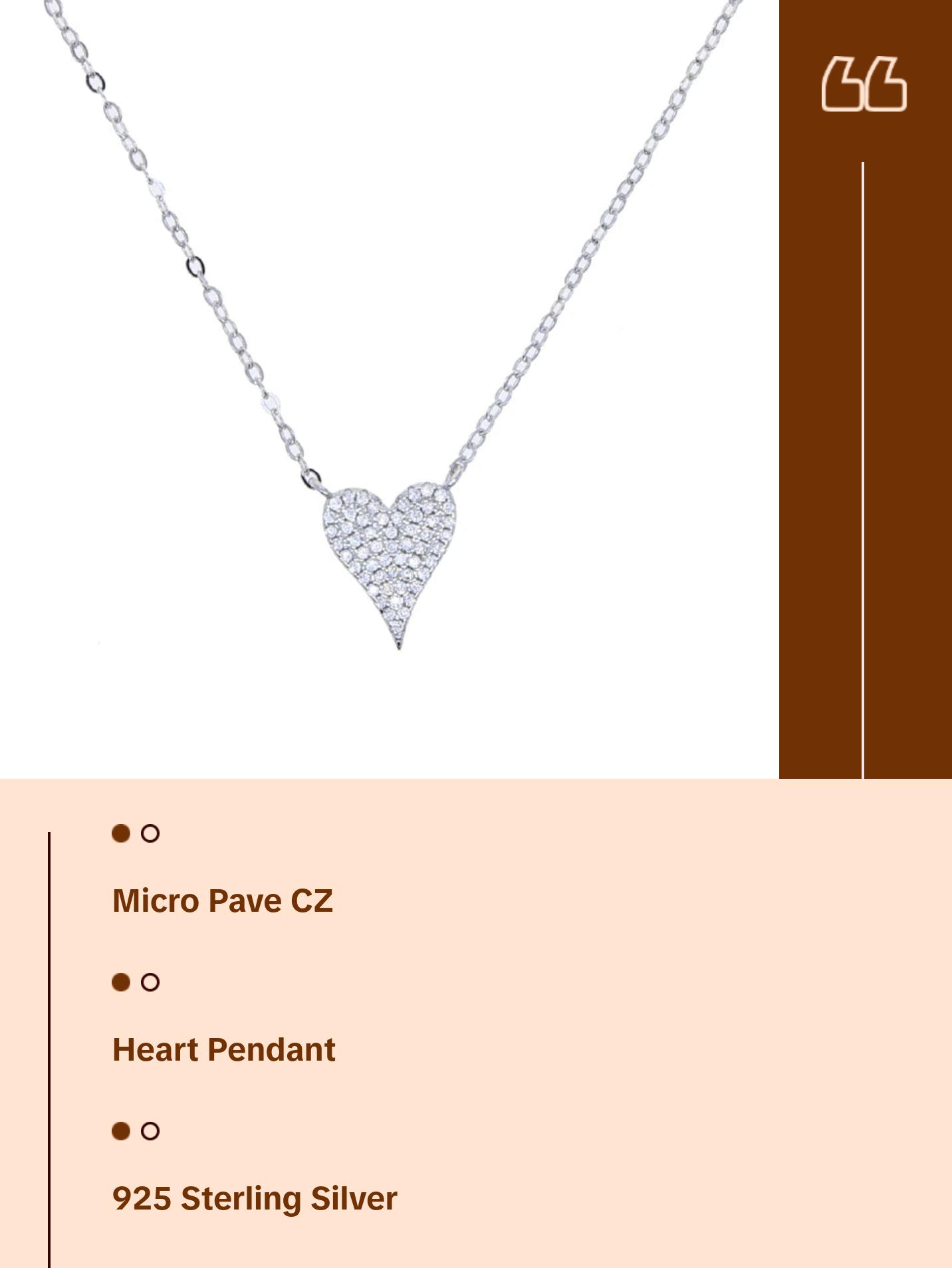 valentines gift lovely heart pendant necklace micro pave cz heart cute heart promise valentines gift fine 925 silver jewelry