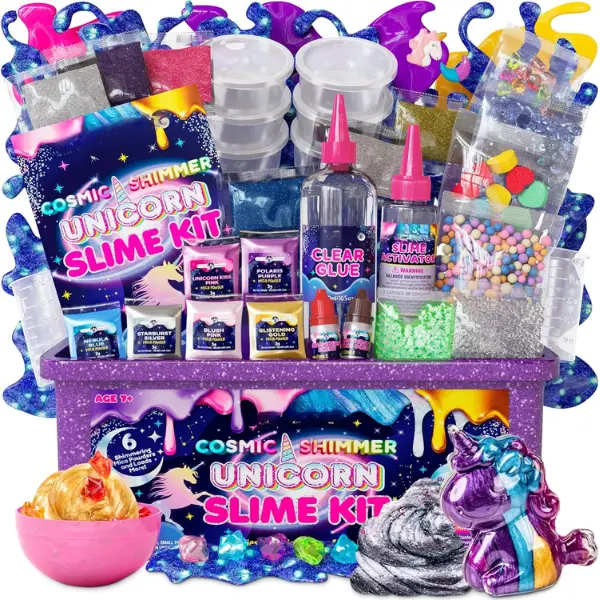 Halloween Fall Gift Unicorn Slime Kit for Girls Ages 7–12, DIY Shimmer Slime Set with Glow-in-The-Dark, Pearlescent, Holographic & Glitter Slimes, Creative Craft, Birthday Gift for Kids Visit the Original Stationery Store