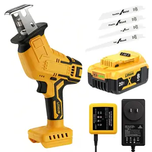 Reciprocating Saw One Handed Recip Kit for DeWalt 20V MAX Battery, 3 Variable Speed, Brushless Tool-Free Blade Change, 4 Saw Blades for Metal Wood PVC Cutting
