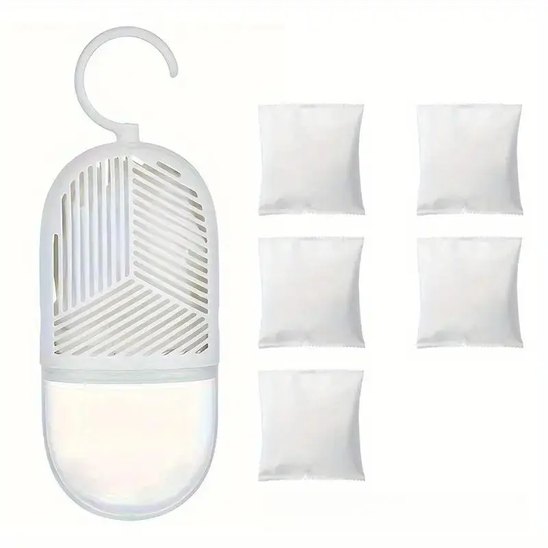 Dehumidifier with Hook, 1 Set Reusable Circulating Absorber, Desiccant & Dehumidifier, Suitable for Bedroom, Bathroom, Wardrobe, Dehumidifier for Closet