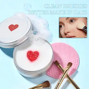 Makeup Brush Cleaner Soap with Silicone Cleaning Pad,Savon nettoyant pinceaux Solid brush cleaner 3.52oz/100g