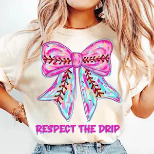 Brushstroke Baseball Coquette Tee, Ice Cream Drip Shirt, Sporty Mama Look