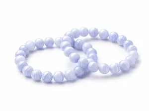 Lily Crystal Blue Lace Agate Bracelets in Wholesale Quantities (100 pieces minimum) Each One is Different, Choose on Live