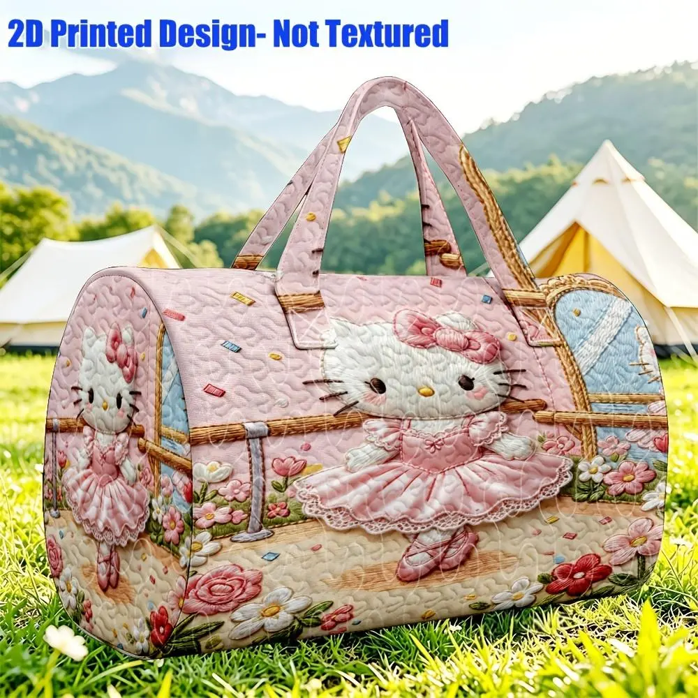 1pc Sanrio Quilted Women's Tote Bag Kuromi Cute Sweet Style Large Capacity Travel Luggage Bag, Suitable for Weekend Getaways, Christmas & Halloween Gifts