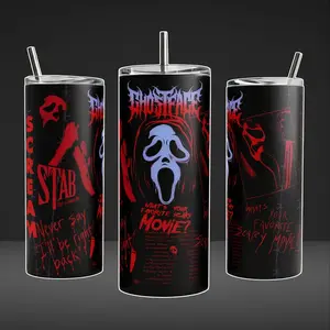 Scream 7 Ghostface Tumbler 40oz 20oz Movie Custom Cup 40 oz Tumbler With Handle, Tumbler 20oz No Handle, Gifts For Fans