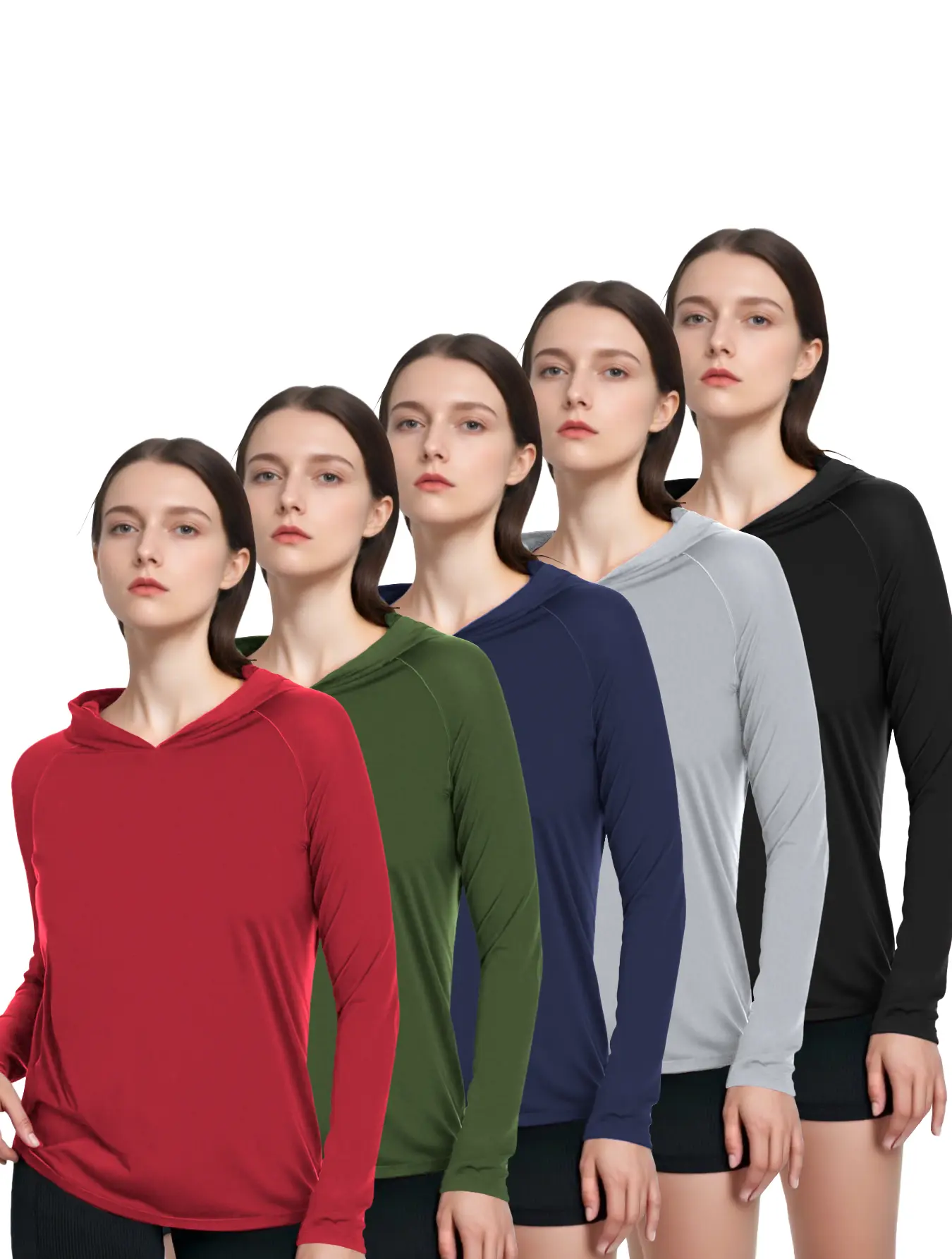 HOVSIYLA 5-piece Women's Sports Hoodie Set with UV Protection. Do it all—hike, bike, travel—in style. 5 pieces summerwins